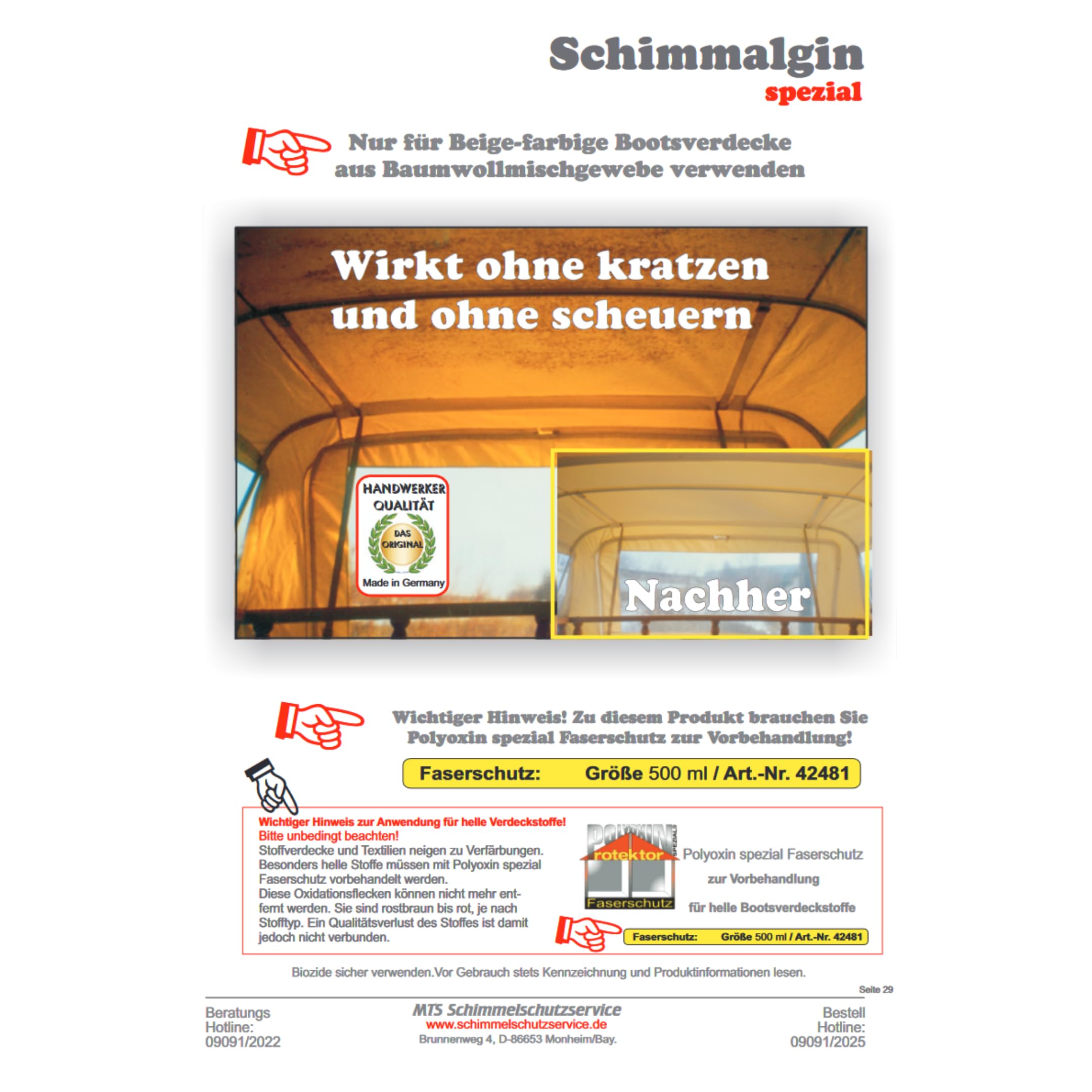Generisch Schimmalgin Spezial Stockfleckenreiniger 1L Schimmelentferner Stoffe Outdoorstoffe Boot Markise Plane Vogelkot Moder Moos Textilien zahlreiche organische Verschmutzungen
