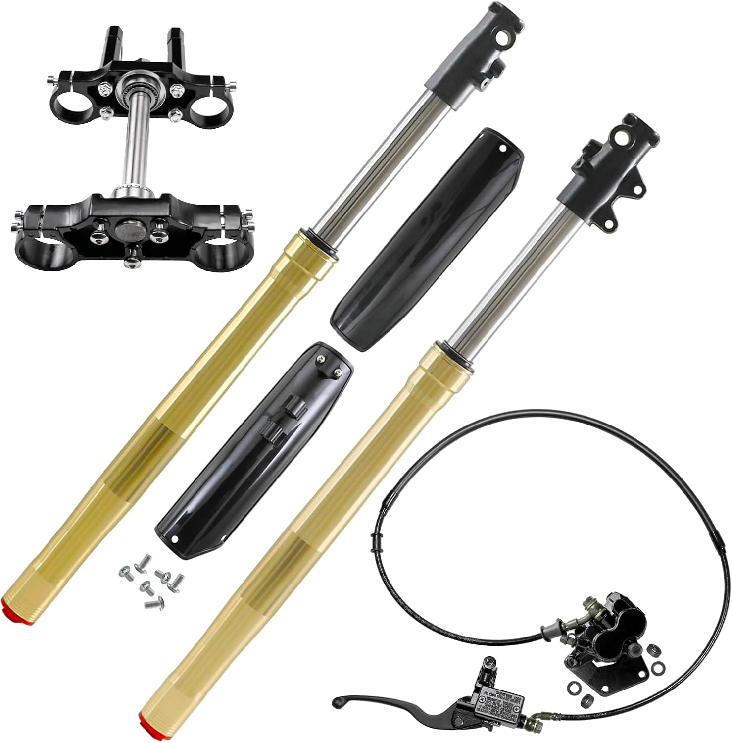 45-48mm Front Fork Suspension 31 Inch 790mm Length with Triple Tree Clamps and Front Brake for Pit Bike 125cc 150cc 200cc 250cc Off Road Apollo SSR Taotao Coolster