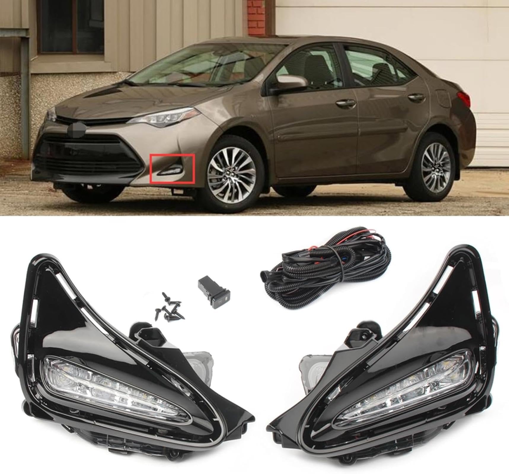 Mistlampen Dla Corolla 2017 2018 17 18 Auto Części samochodowe Akcesoria Białe Światła Do Jazdy Dziennej DRL Lampa przeciwmgielna