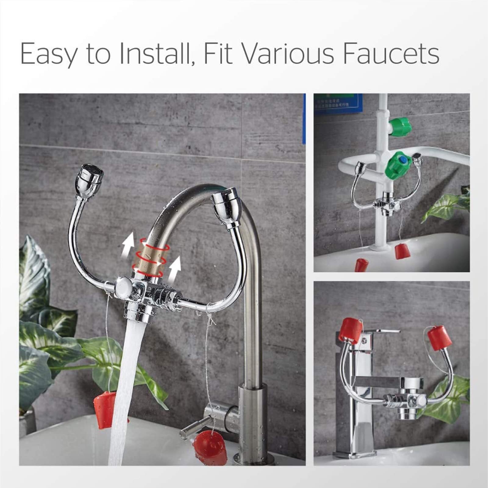 Lavaojos de emergencia conectado al lavabo, lavaojos montado en grifo, ducha lavaojos de flujo continuo for duchas de seguridad industriales y de laboratorio