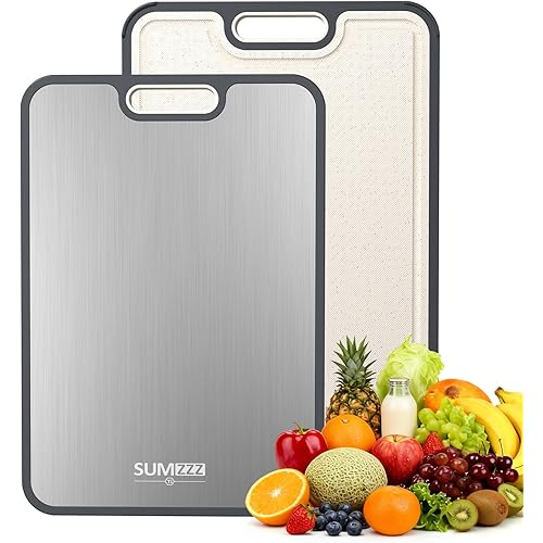 Titanium Cutting Board for Kitchen, Cutting Board Double Sided Food Grade, Pure Titanium/PP, Easy to Clean Large Size 15”×10.3”