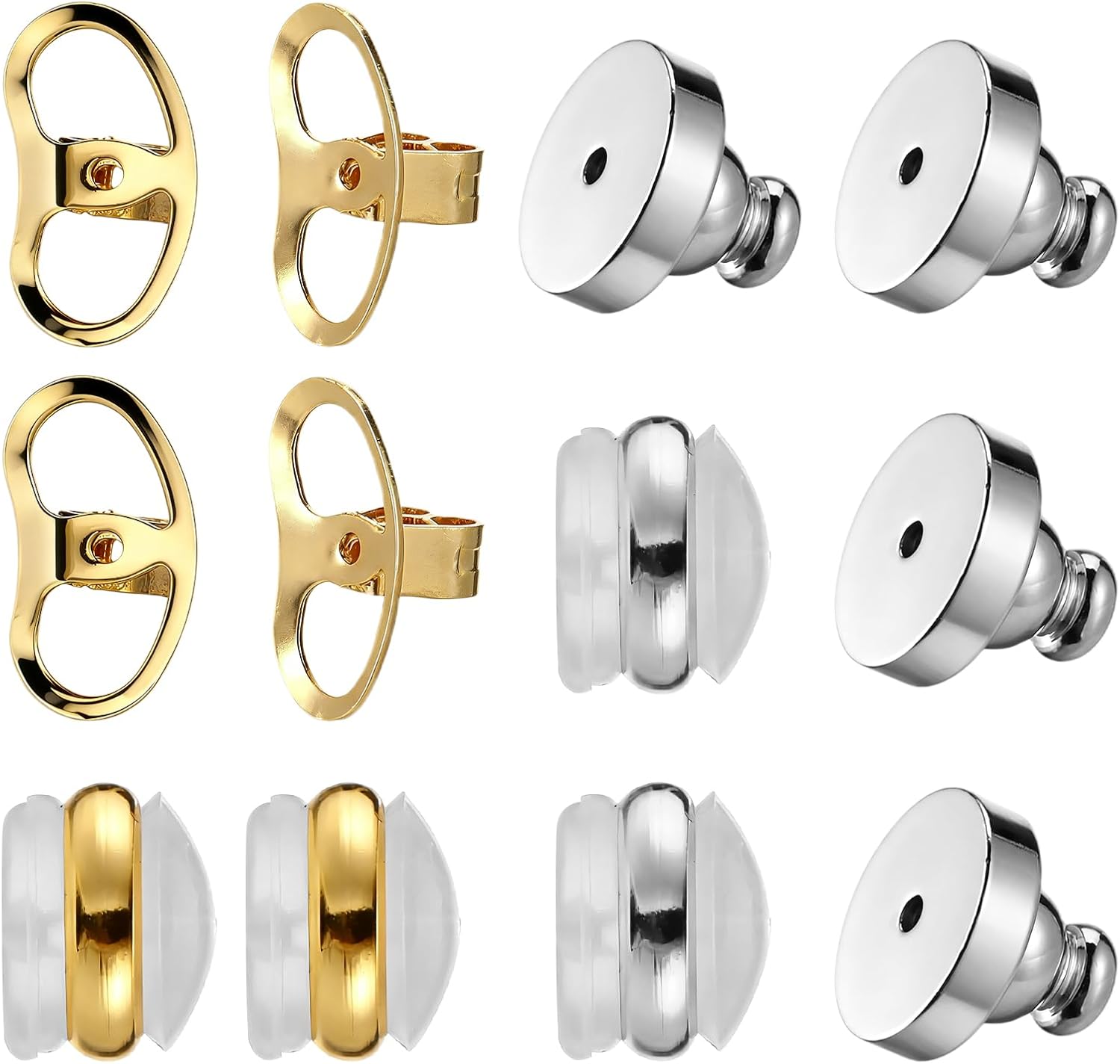 12 Pcs Earring Backs for Droopy Ears Adjustable Heavy Earrings Lifters Replacements Ear Supports Earlobe Large Earring Backings Tight Lifter Backers for Women Studs Earrings - Image 8
