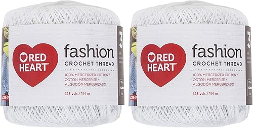 Red Heart Hilo de ganchillo de moda, 3, blanco 375 pies (paquete de 2)