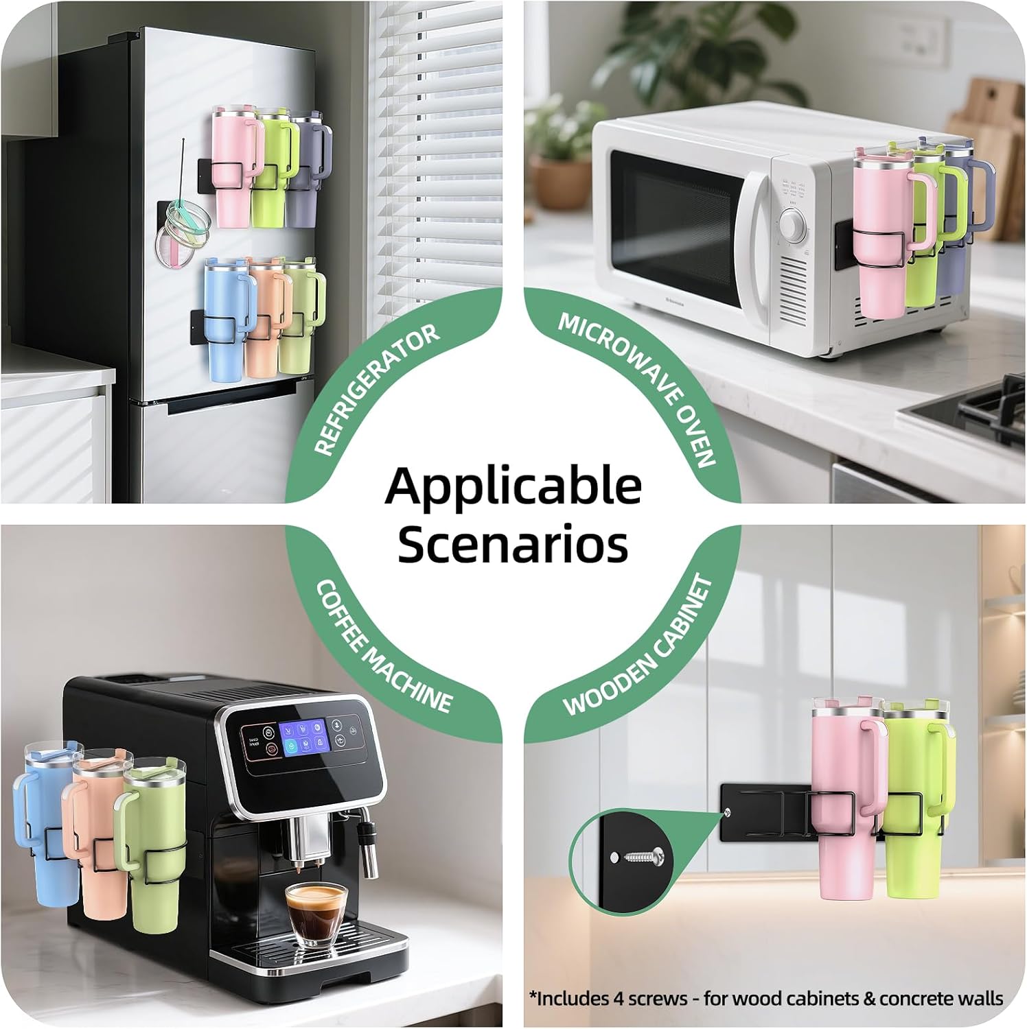 2 Pack Magnetic Cup Holder for Stanley,Fridge Magnetic Water Bottle Organizer for Stanley 40 oz with Handle,Tumbler Lid Organizer for Stanley Cup Accessories - Image 7