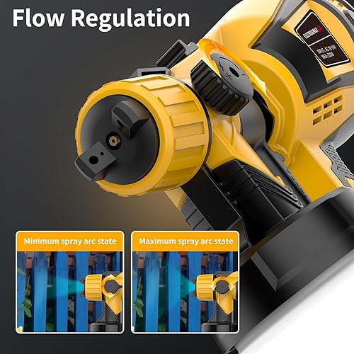 Miniatura 5 de Pulverizador de pintura de 800 W, pistola pulverizadora HVLP de 32000 RPM con contenedor de alta capacidad de 47.3 fl oz, 5 boquillas y 3 patrones,