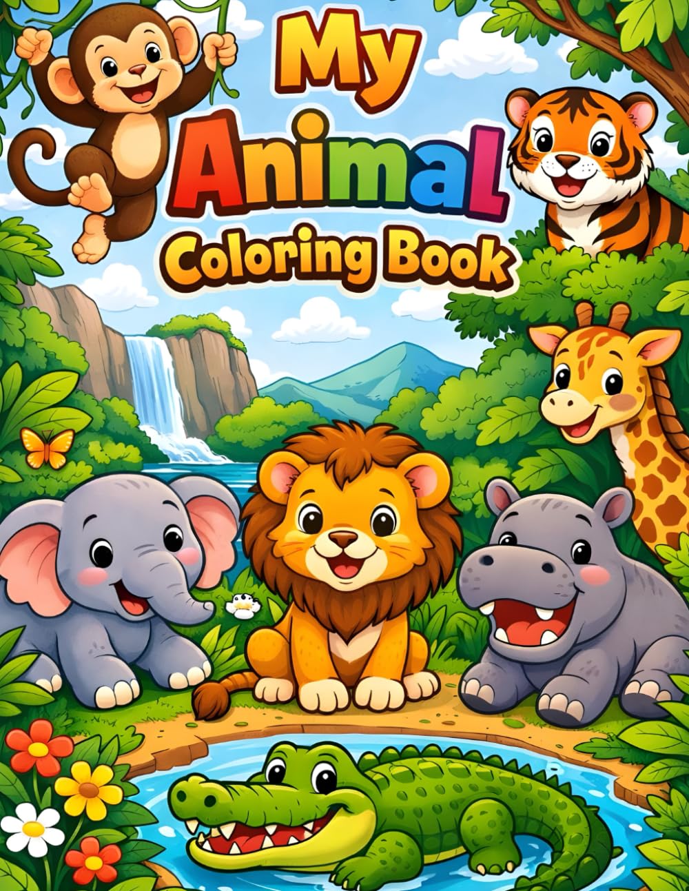 Wild Animal Coloring Book for Kids Ages 3–6: Big and Simple Designs: Fun and Easy Animal Coloring Pages for Toddlers and Preschool Kids