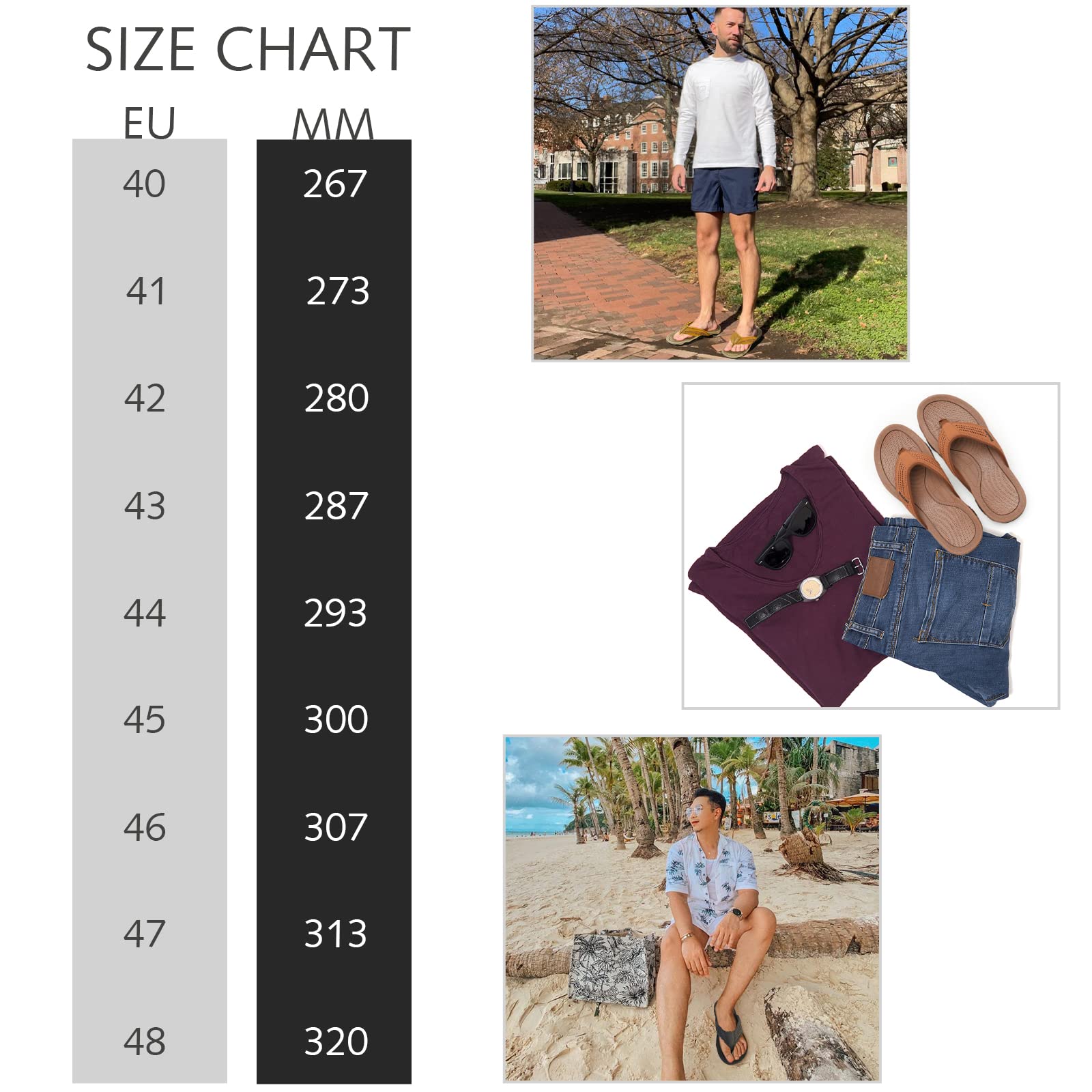 WateLves Herren Flip Flops Zehentrenner Leder mit Arch Support Sandalen Weich Leder Stoff Badelatschen Sommer Beach Rutschfest Hausschuhe Pantoletten