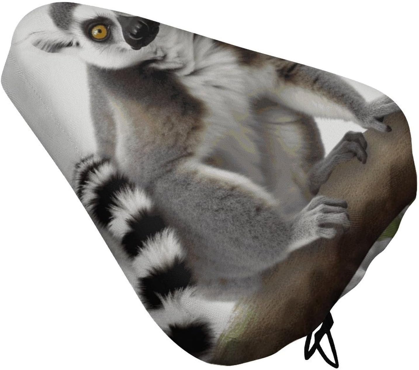 Tailed Lemur Waterproof Bike Seat Cushion with Drawstring for Women Men Soft Padded Bicycle Seat Cover for Comfort Wide Road Bike Saddles Universal Fit for Mountain Exercise