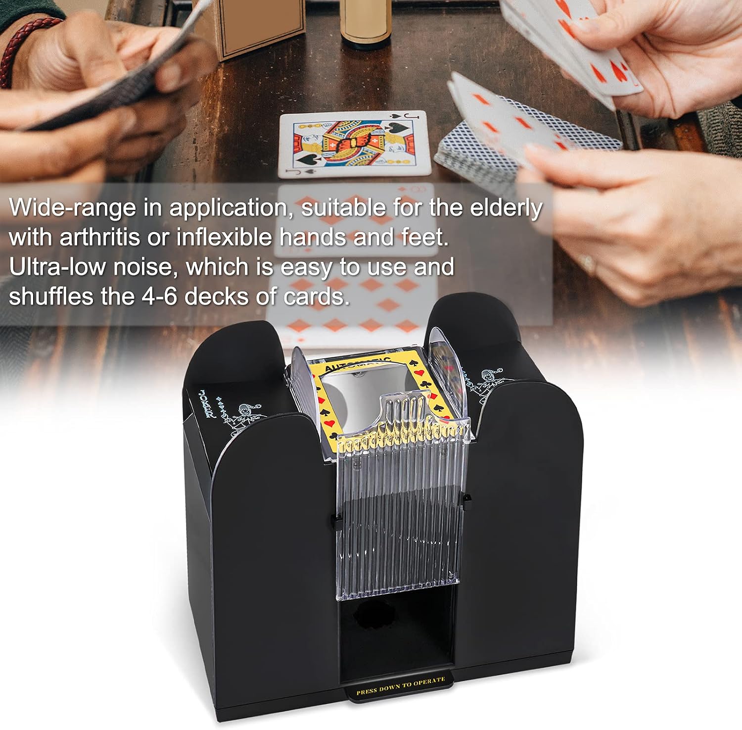 LIIBOT 2/6 Deck Automatic Card Shuffler for UNO, Texas Hold'em, Poker, Home Card Games, Blackjack, Battery Operated Electric Poker Shuffling Machine