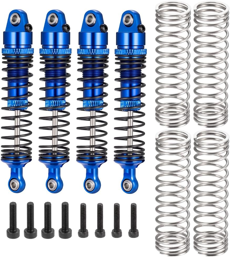 LSG 4Pcs Aluminum RC Shock Absorber Threaded Shocks for Tra-xxas 1/16 Arrma Gorgon Grom & Quake Grom RC Crawler Suspension Damper Upgrades Parts Replacement Accessories(Blue)