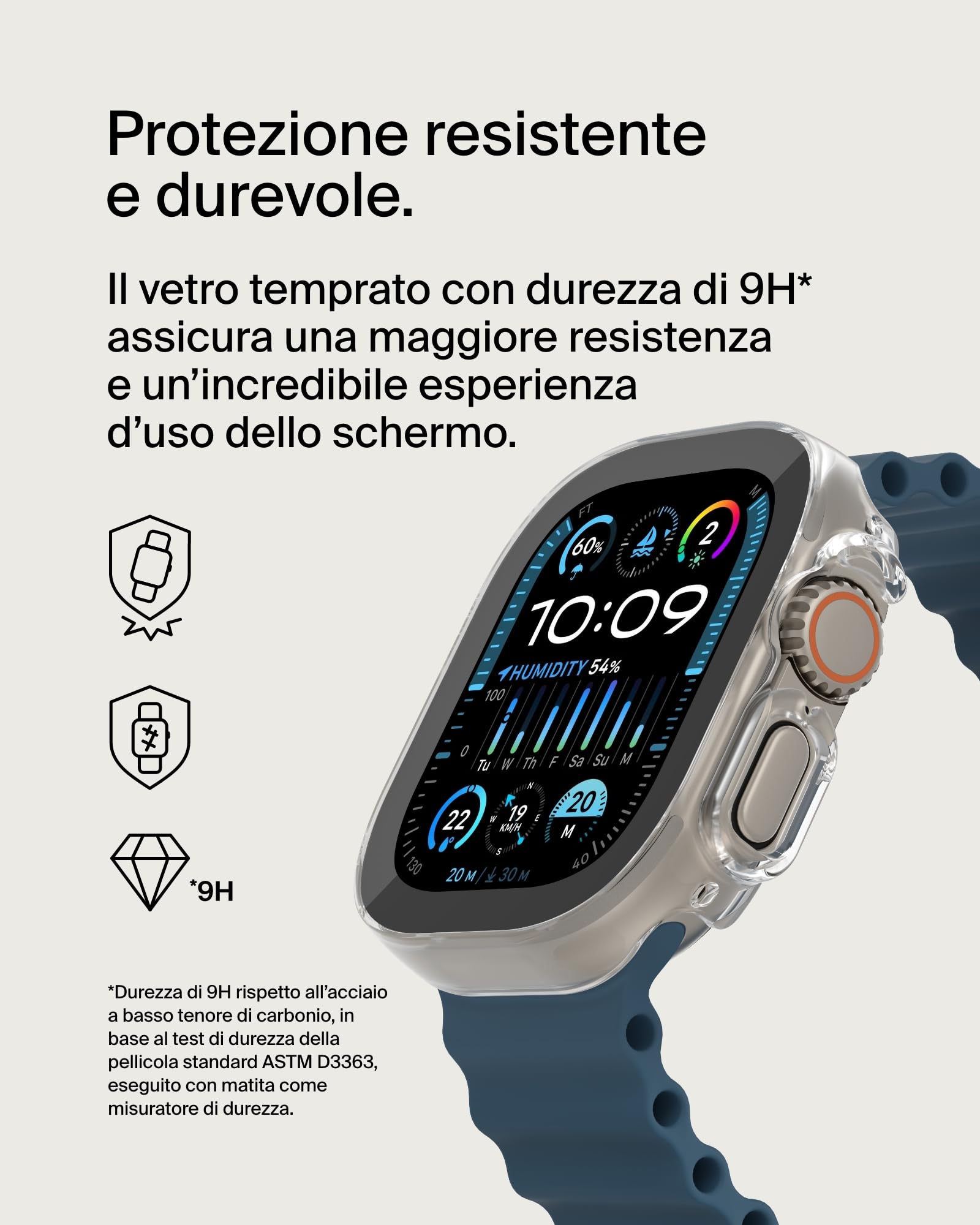 Belkin ScreenForce TemperedCurve 2 in 1 Proteggi schermo per Apple Watch Ultra, Ultra 2 con bumper protettivo - pellicola protettiva in vetro temperato, accessori per Apple Watch - Trasparente