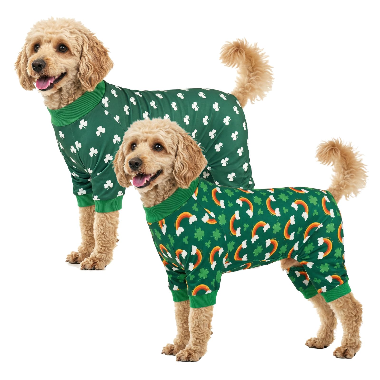 Pyjama pour chien L lot de 2 trèfle et arc-en-ciel contre le froid nocturne et le stress