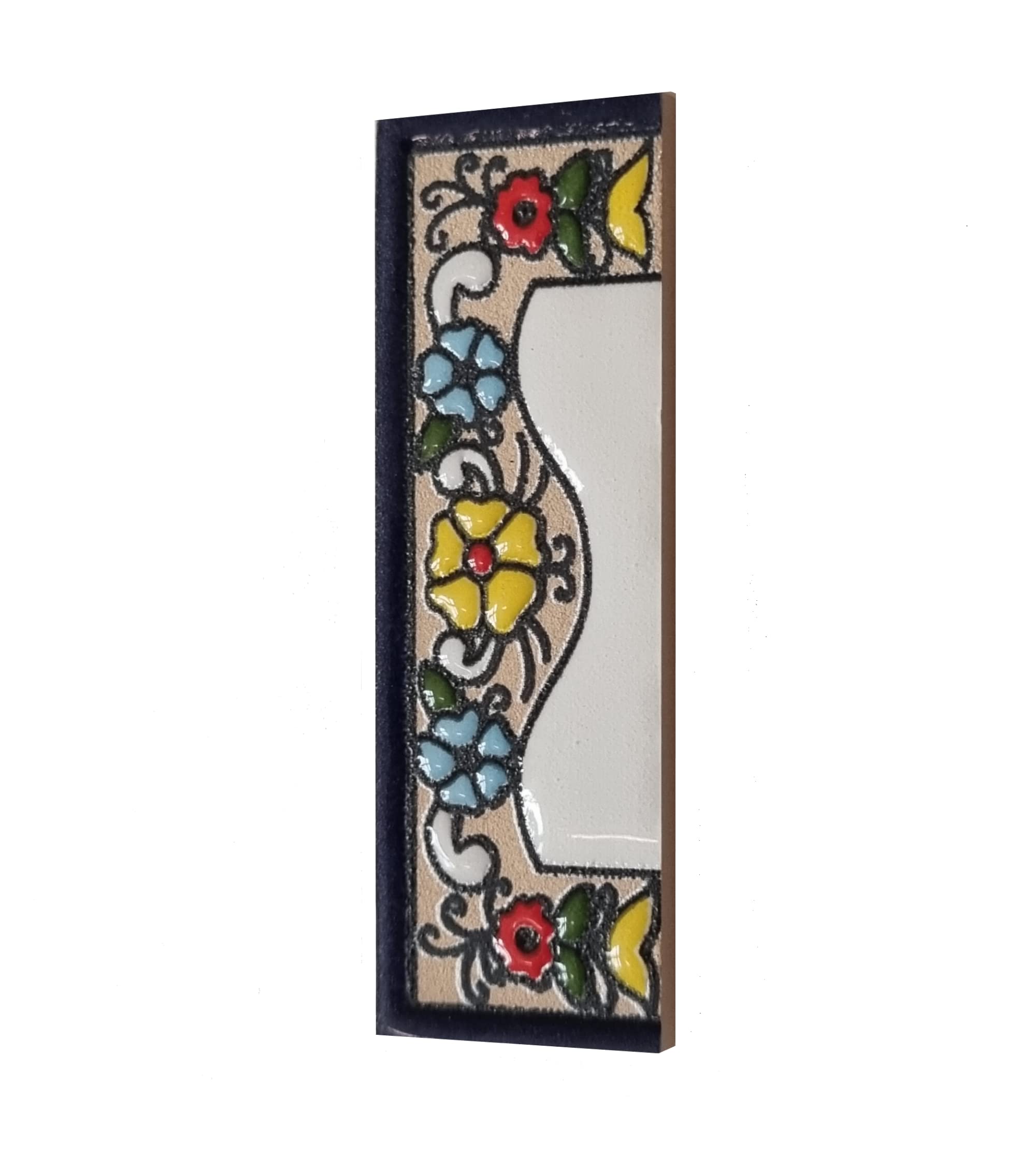 Targhetta Civica In Ceramica Mini Altea | Numero 1, Motivo Floreale, 7.5x3.5 Cm Per Esterni - Foto 3