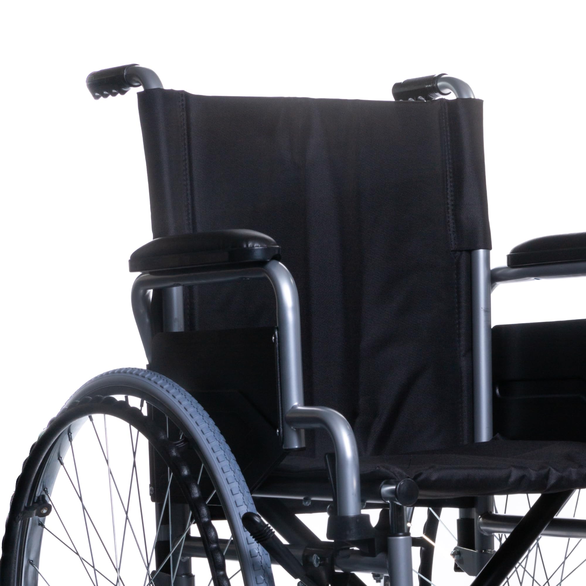 SPES Sedia a Rotelle Pieghevole in Acciaio per Anziani, Grigio, 43 cm | muoviti in autonomia in casa e fuori, robusta in acciaio, braccioli e poggiapiedi estraibili, pieghevole, 4 misure