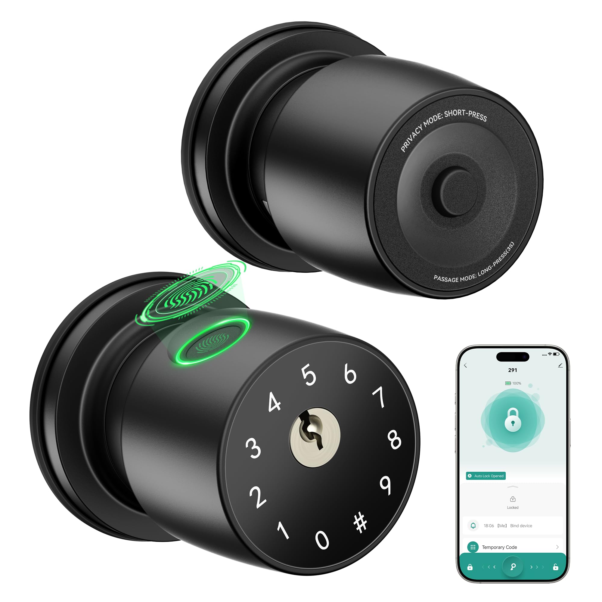 Serrure biométrique et bouton de porte intelligent IRONZON pour une sécurité haute performance