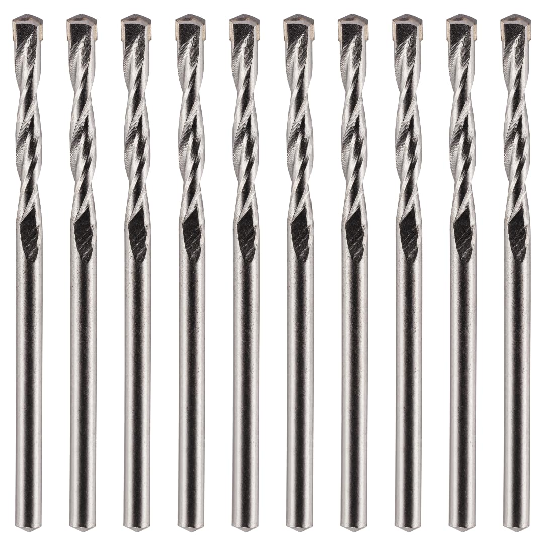 10 Pack Of 5.5mm x 100mm Long TCT Masonry Drill Bits – For Concrete, Brick, Stone, Porcelain Ceramic Tiles Plastic Wood – Masonry Drill Bits Set For Standard Rotary Drills & Hammer Drills (NOT SDS)
