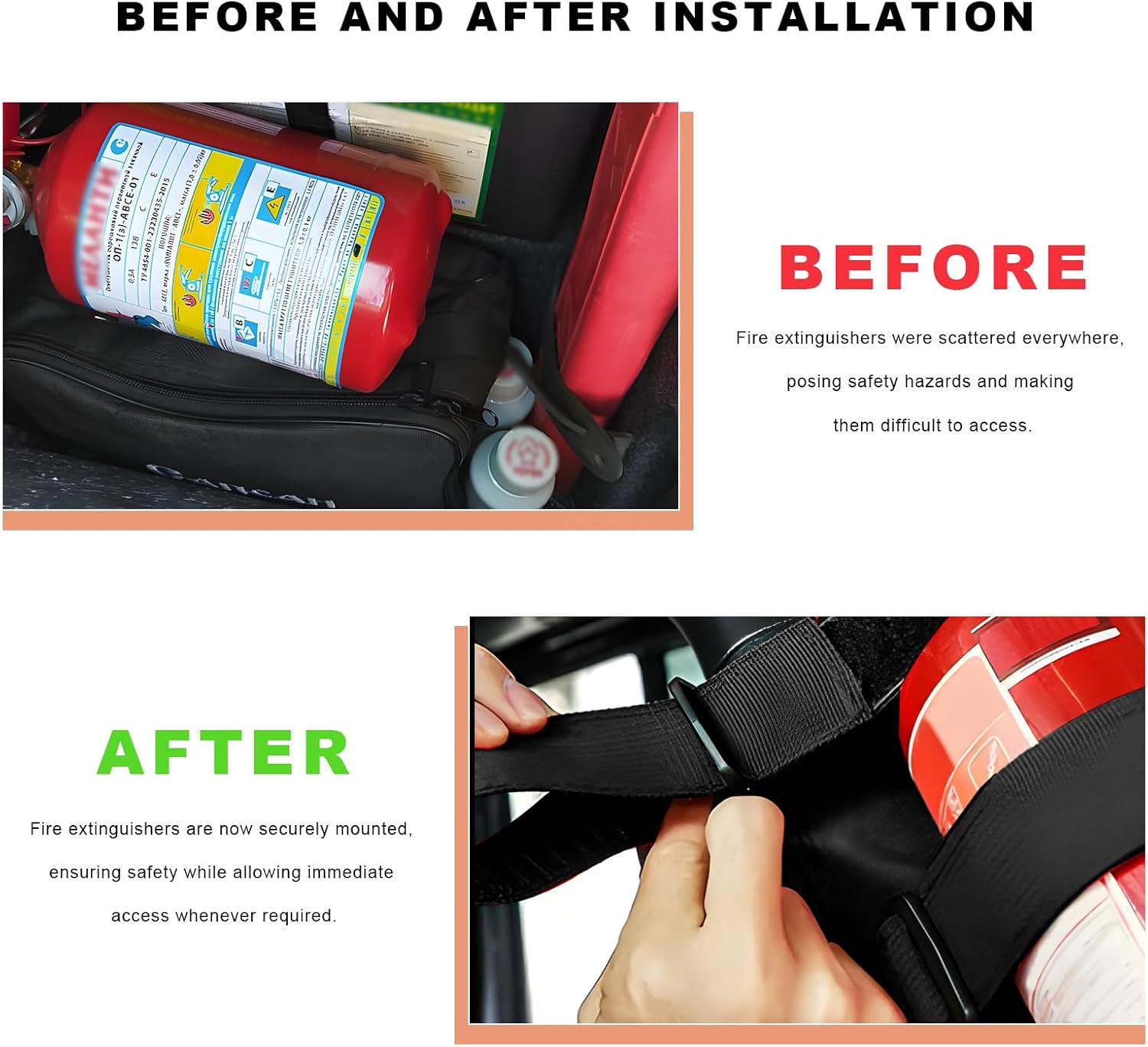Fire Extinguisher Holder, Adjustable Roll Bar Extinguisher Strap Bracket with USA Flag Pattern, Fire Extinguisher Fixing Strap Mount Holder for Wrangler JK JKU TJ CJ Gladiator (Black)