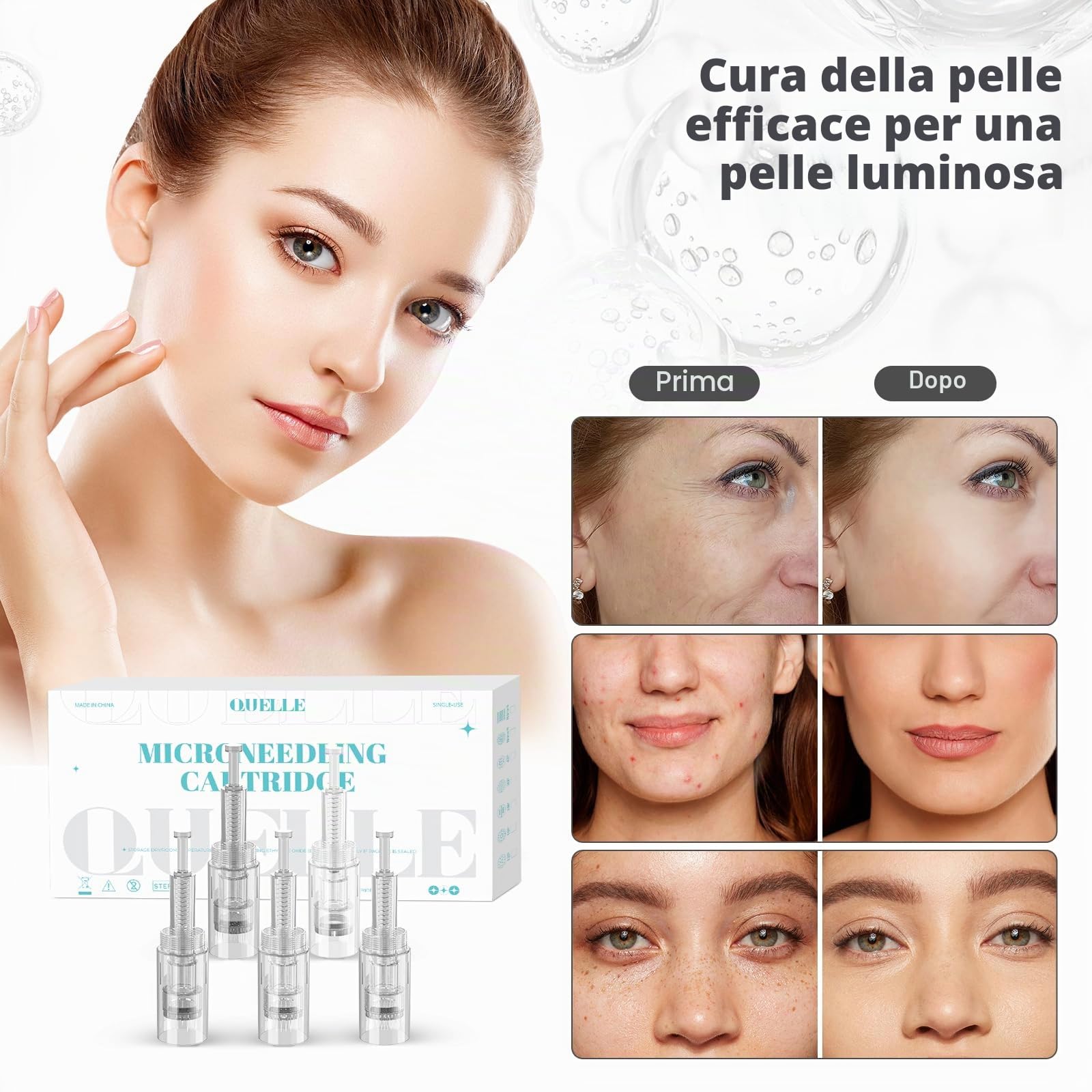 10 Pezzi Aghi Dermapen 36 Pin,Micro aghi di ricambio per Derma Pen Elettrico,Cartucce Aghi Microneedling Universali con Porta Filettata per Penna Microneedling