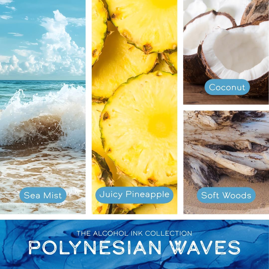 Polynesian Waves Art-Inspired Scented Candle | 10.5oz Soy Coconut Wax Blend | 60-Hour Burn | Premium Coconut & Sea Mist Scent | Signature Artistic Glass Vessel | Unique Gift | Made in The USA