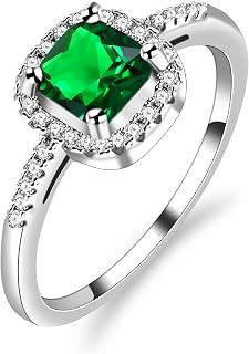 Uloveido Women's CZ Crystal Square Engagement Rings Best Promise Rings Wedding Bands for Women KR002