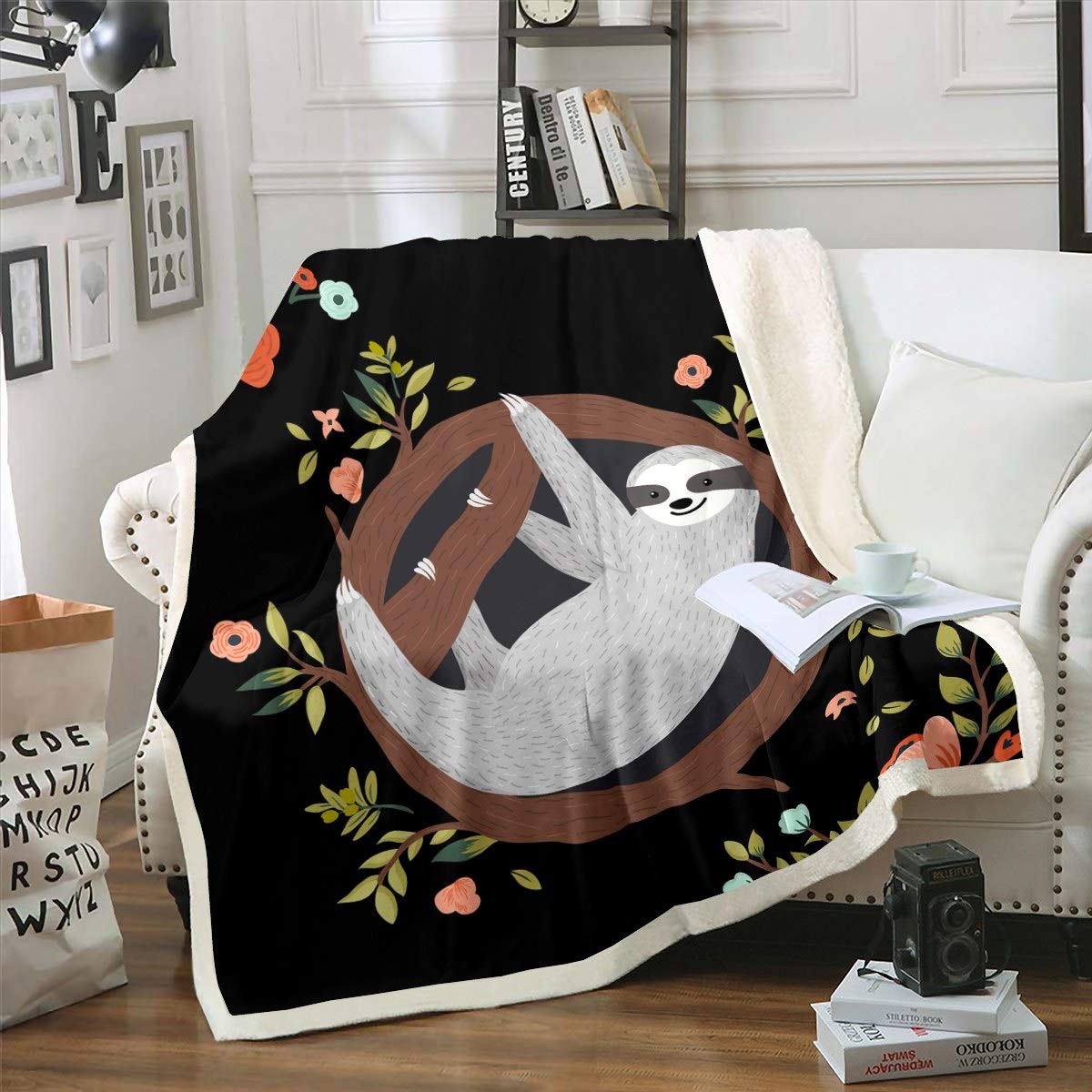 Coperta In Pile Loussiesd Con Motivo Animale E Rami, 76x101 Cm, Microfibra Morbida, Per Divano E Decorazione Stanza