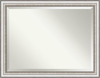 Amanti Art Silver Bathroom Mirror for Over Sink, 35x45 Salon Silver Rectangle Vanity Mirror, X-Large Traditional Frame, Hangs Horizonally and Vertically, Bathroom Wall Decor, Beveled Edge