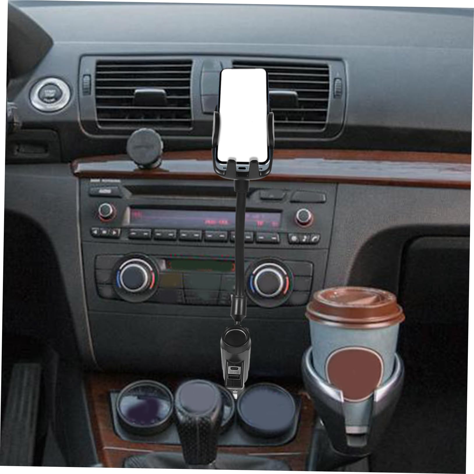 Supporto Nero Porta Caricatore Cellulare Auto per da Doppia e Stili multipli Plastica Usb, Adattatore Accendisigari 12-24v in Ricarica Veloce Protezione Stili multipli Telefono