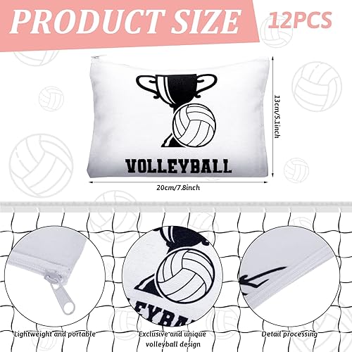 Miniatura 2 de Sotiff 24 bolsas de cosméticos de voleibol y coleteros deportivos para el cabello, regalos de equipo deportivo, bolsas de maquillaje de lona, ligas