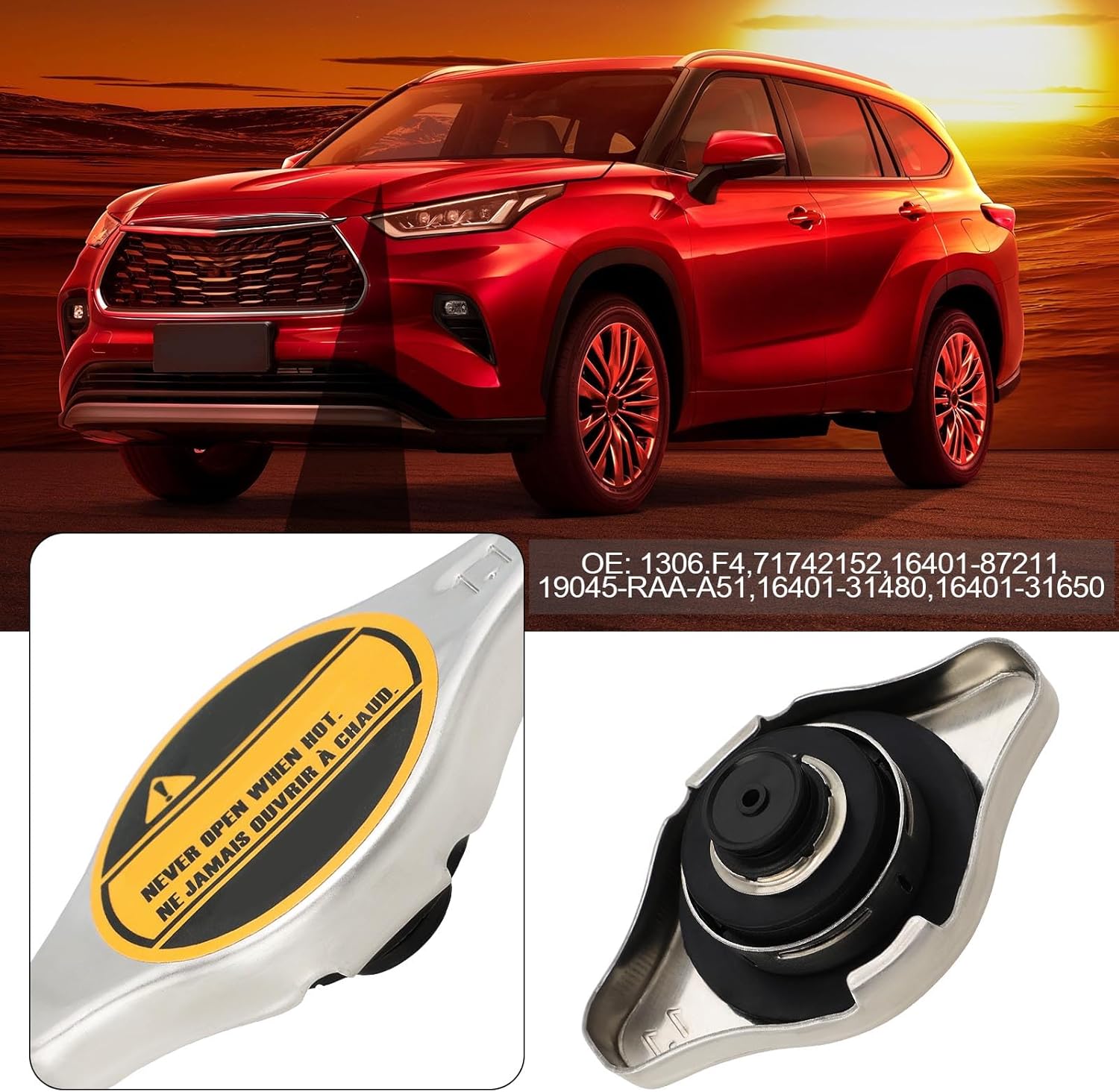 ECSiNG Car Radiator Cap Radiator Cover 71742152 16401-87211 19045-RAA-A51 16401-31480 Replacement Compatible with Honda Compatible with Mazda Compatible with Toyota