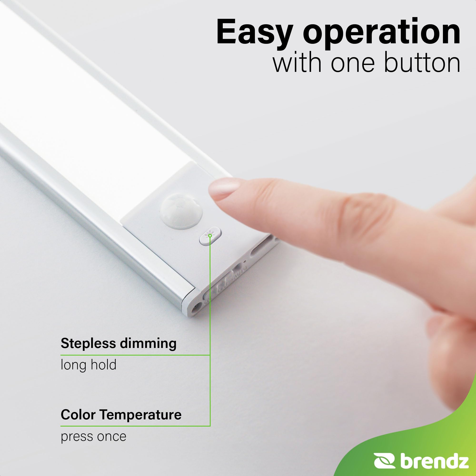 Brendz LED Sottopensile Cucina, Luce Ricaricabile, 2 x 60cm, USB-C, 4400mAh, 3 Temperature di Colore, Dimmerabili, Magnetica, Luci LED Cucina Sottopensile Senza Fili, Puyo Argento