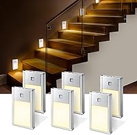 Vista 8 de VST Luces nocturnas con sensor de movimiento, luces de escalera recargables con instalación de succión magnética para interiores, dormitorio