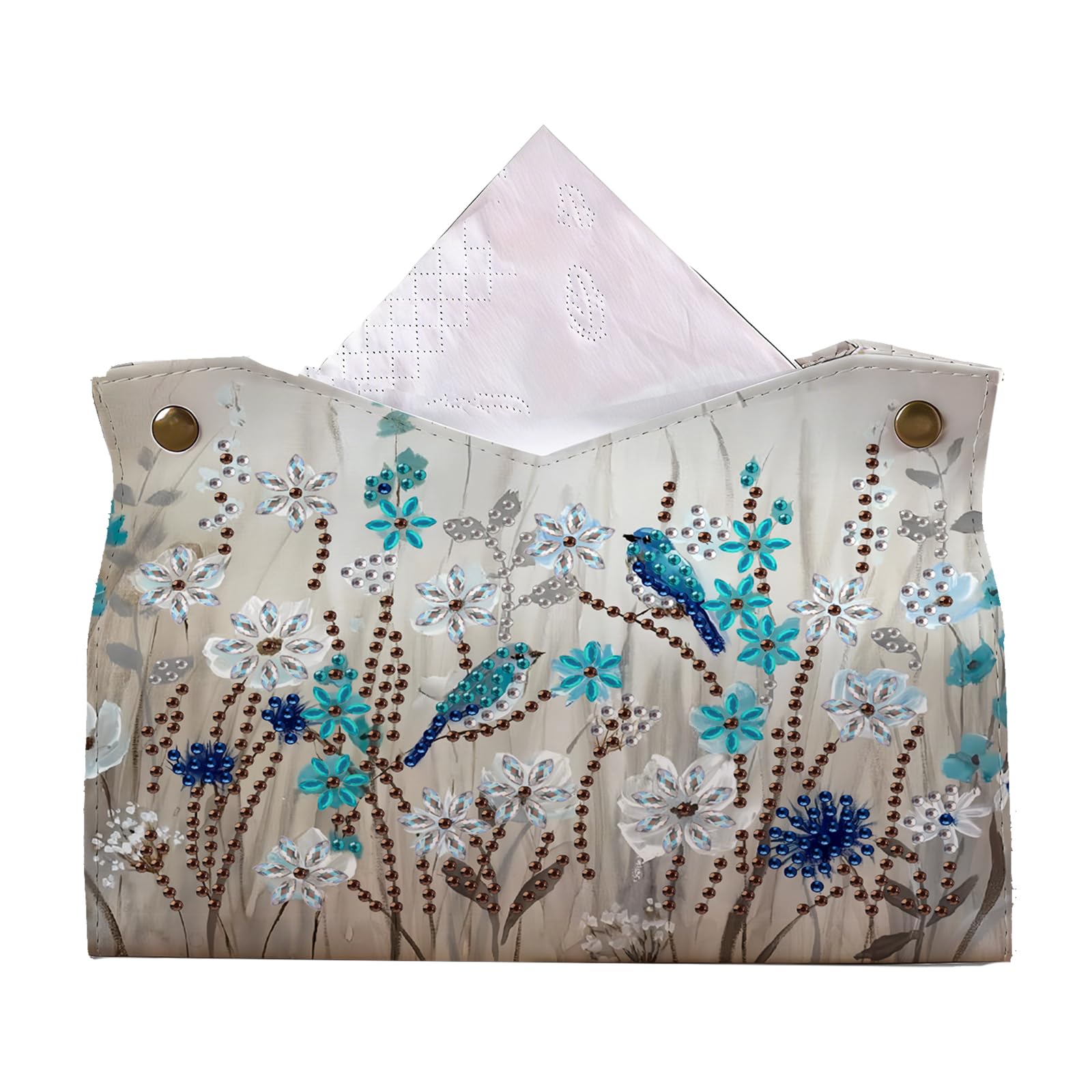 Jungle Birds DIY PU Diamond Painting Tissue Box Kit Desktop Tissue Holder with Rhinestone Diamond Desk Decorative Tissue Box for Adults Desktop Storage Organizer