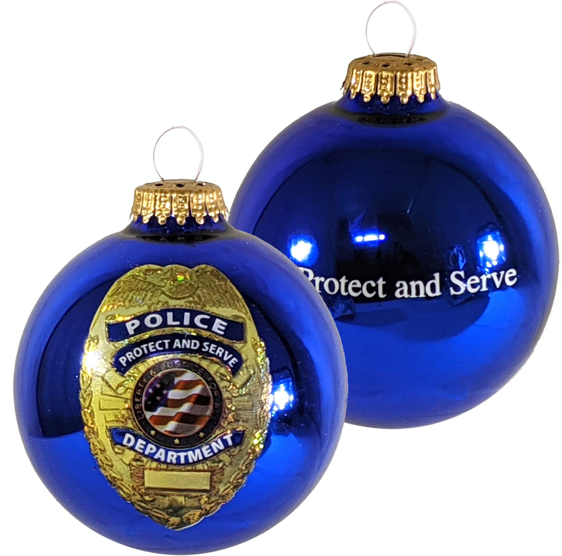 Krebs Gift for Men & Women. USA Police Force Law Enforcement Logo, First Responder, Man Cave, She Shed, Family, Friend, Dad, Mom, Housewarming, Birthday, Blue Glass Ball Ornament, Keepsake – 3 1/4"