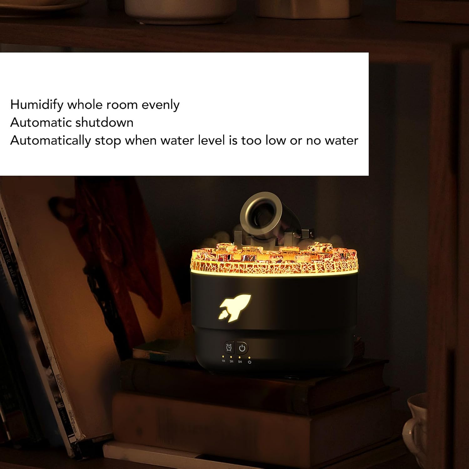 Essential Oil Diffuser Humidifier, Volcano Diffuser Humidifier, Auto Shut Off Low Noise RGB Light Ultrasonic Oil Diffuser with Timer Mode, for Home Bedroom Office