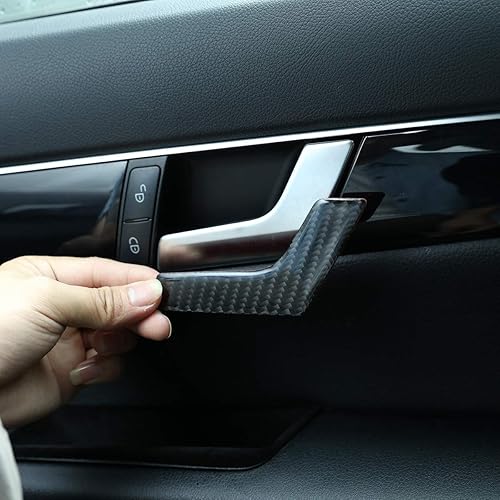 Miniatura 3 de YIWANG Adhesivos para manija de puerta interior de automóvil de fibra de carbono real, 4 unids para Mercedes Benz Clase C W204 C180 C200 C260