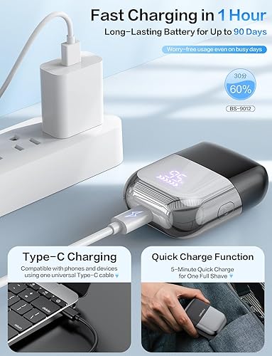 Miniatura 7 de Afeitadoras eléctricas de papel de aluminio para hombres, maquinilla de afeitar eléctrica, mini maquinilla de afeitar inalámbrica IPX7, afeitadora