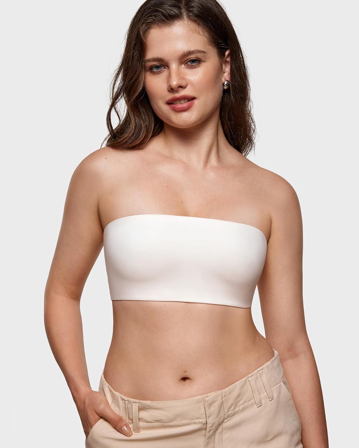 INLYRIC Women's Inbarely Strapless Bandeau Bra Bralette Tube Top Seamless Comfortable Stretchy Non Padded Bras Tops - Image 3