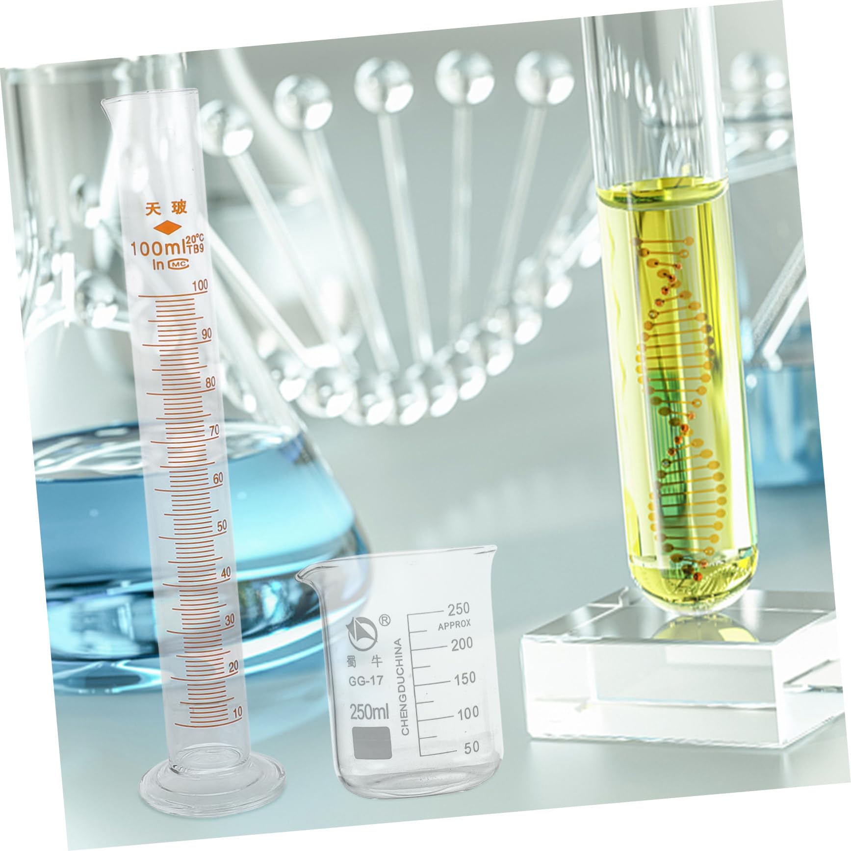 PRETYZOOM Glassware Set 9pcs Cup Sets Measuring Cups Graduated Cylinders Beakers Conical Flasks Test Tubes for Plants Accurate Measuring Student Tools