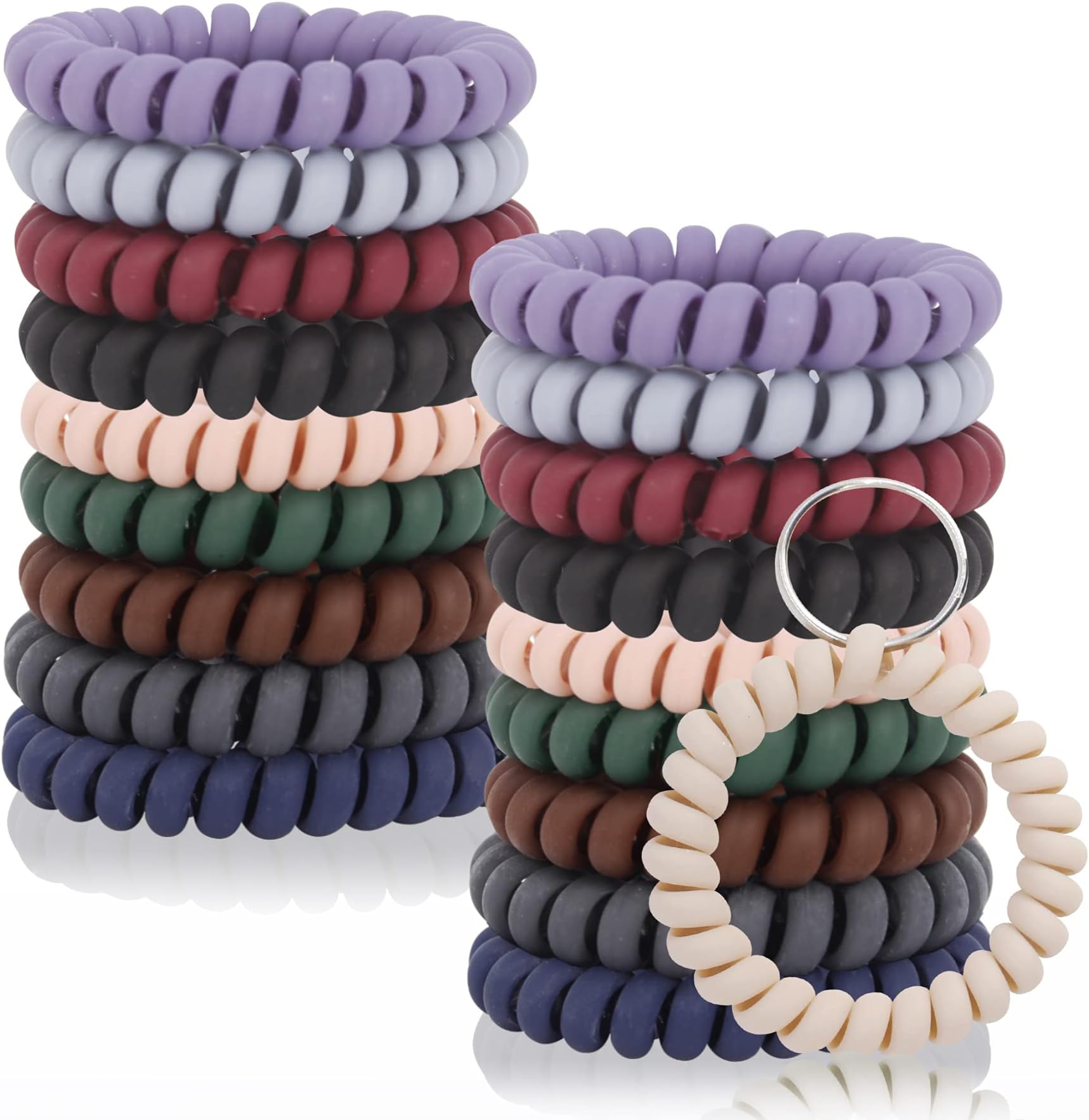 20 Pieces Mix Color Plastic Coil Stretch Wristband Keychain Bracelets Elastic Stretchable Wrist Coil Key Holder Key Hook for Office Workshop Shopping Mall Gym Pool and Outdoor Activities