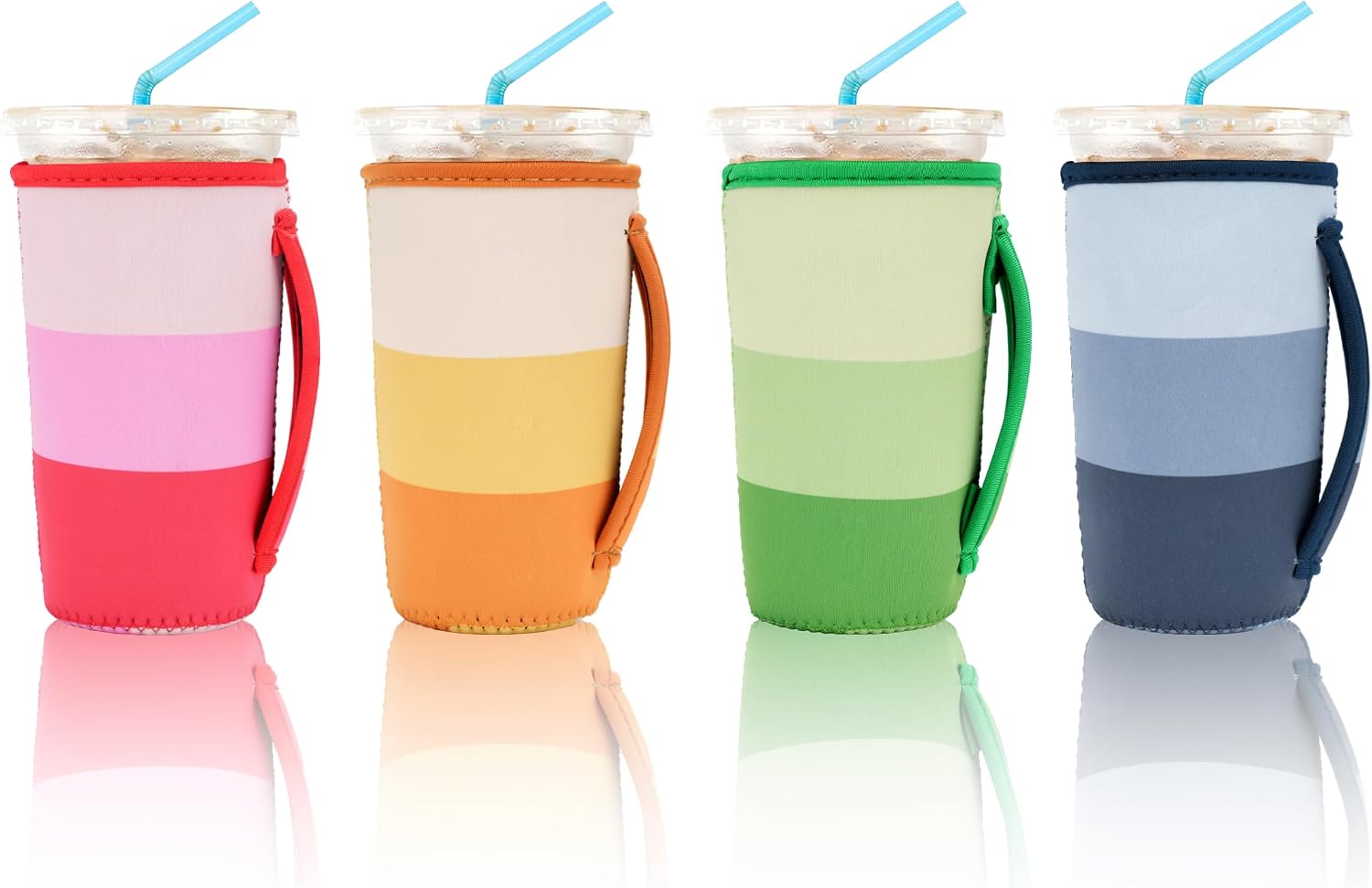 4 Pack Iced Coffee Sleeve,reusable Neoprene Cup Sleeves Suitable For Beverage Sleeves For Hot And Cold Coffee Or Ice Drink Coffee cup sleeve for Starbucks coffee cup (Bohemia 30-32 OZ)