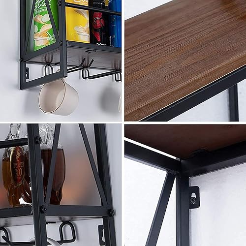 Miniatura 2 de Estante para vinos, industrial montado en la pared, soporte de botella de metal rústico, estante de vidrio, estantes flotantes de madera de 2
