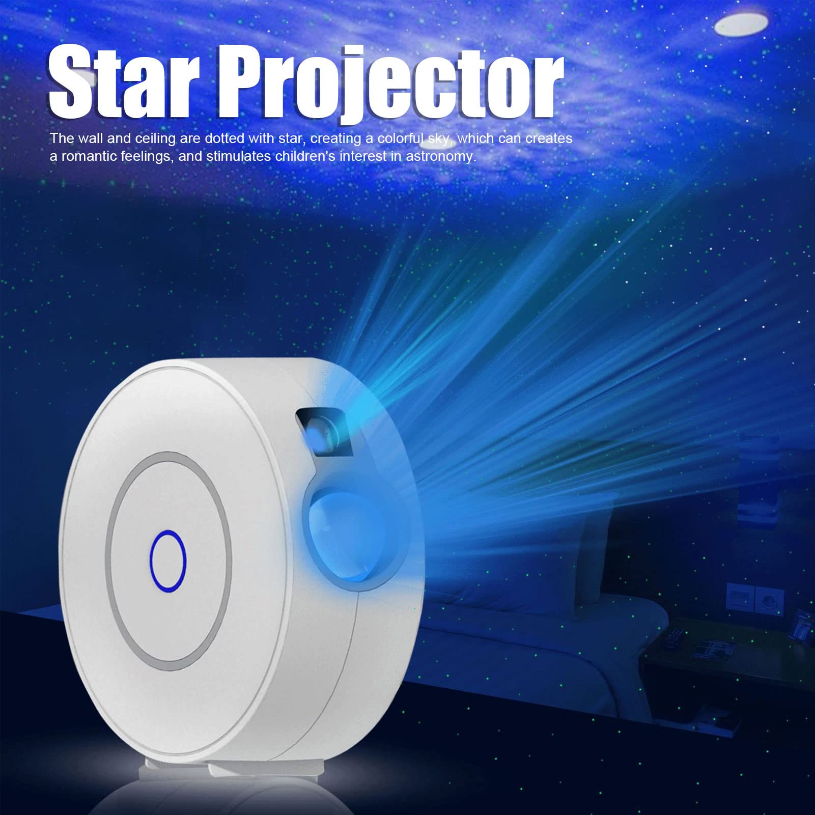 Lámpara de iluminación NiNight, proyector de estrellas LED, lámpara de estrella romántica con control de aplicación, proyector de luz nocturna de estrella romántica recargable for fiesta en dormitorio