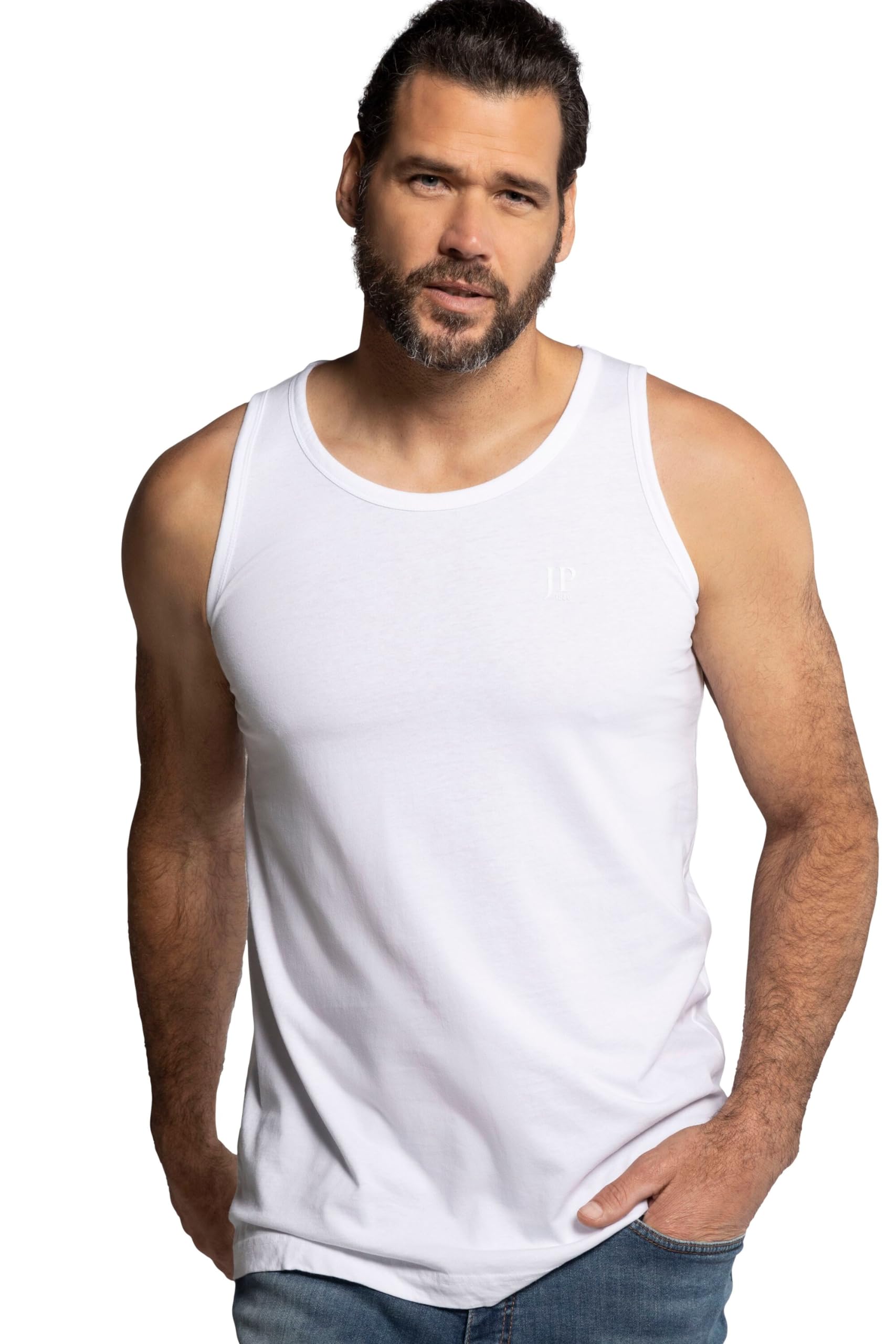 JP 1880 Men's Big & Tall Basic Cotton Tank Top White XXX-Large 705145 20-3XL