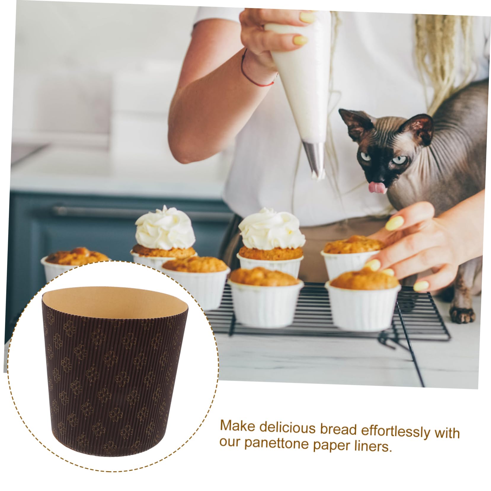 COLLBATH 25 Moldes de Papel Papel Marrón Resistente al Agua, Diseño Elegante para Hornear Muffins y Cupcakes para Ocasiones de Repostería y Fiestas