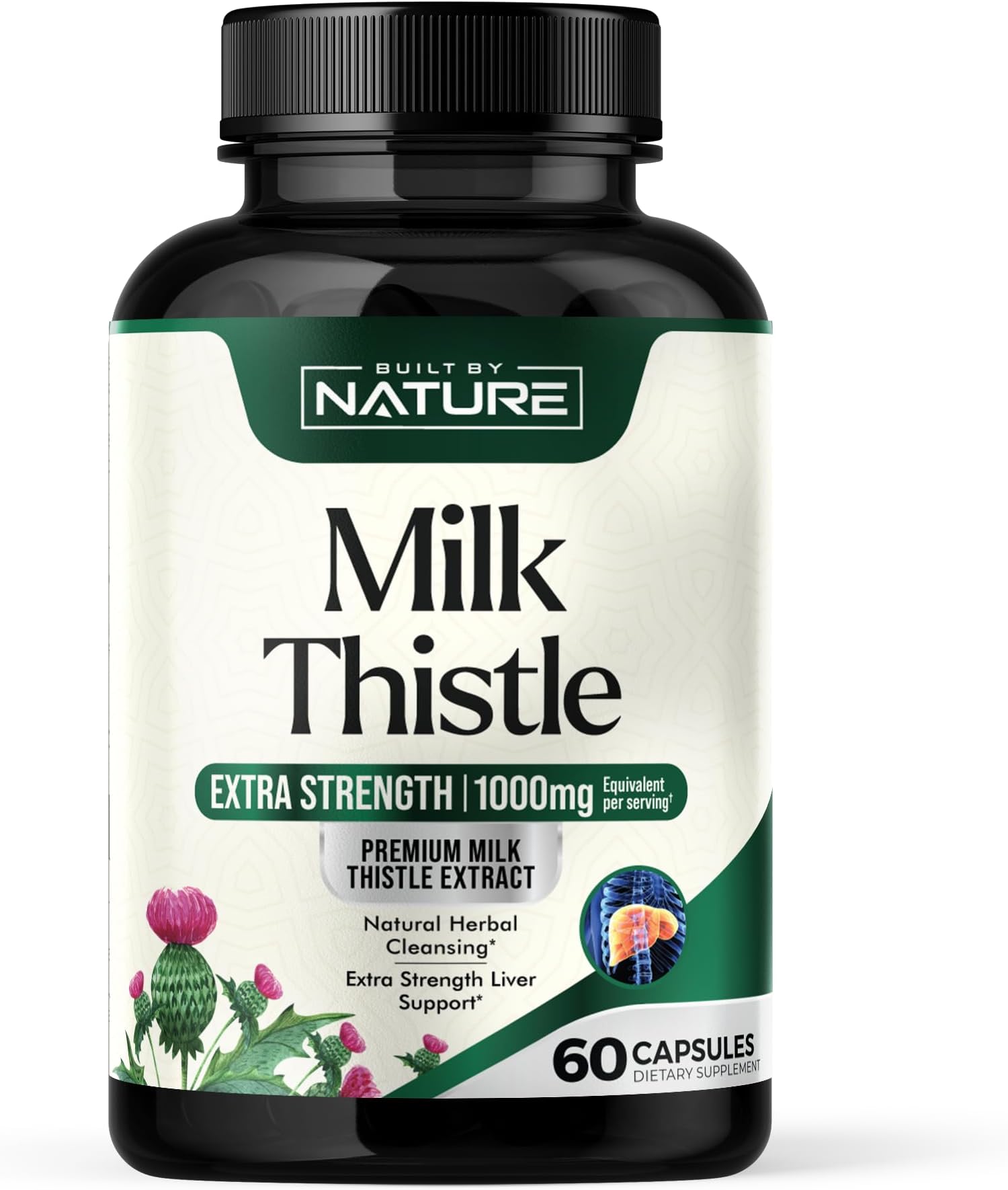 Milk Thistle Liver Detox Supplement with Silymarin Extract & Dandelion Root – Gentle Herbal Liver Cleanse for Men & Women - Liver Health Support - Non-GMO - 60 Veggie Capsules