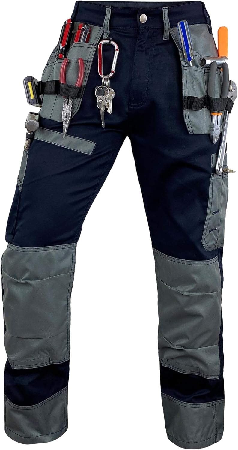 Notus Men's Work Safety Pants Cordura Knee Reinforced Casual Tactical Trousers Utility Tools Holster Pockets