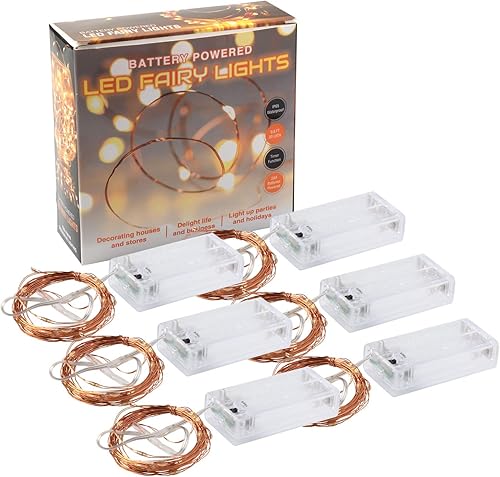 Miniatura 7 de innotree Paquete de 6 tiras de luces LED que funcionan con pilas, con temporizador, 10 pies, 30 luces LED alimentadas por batería, alambre de cobre,