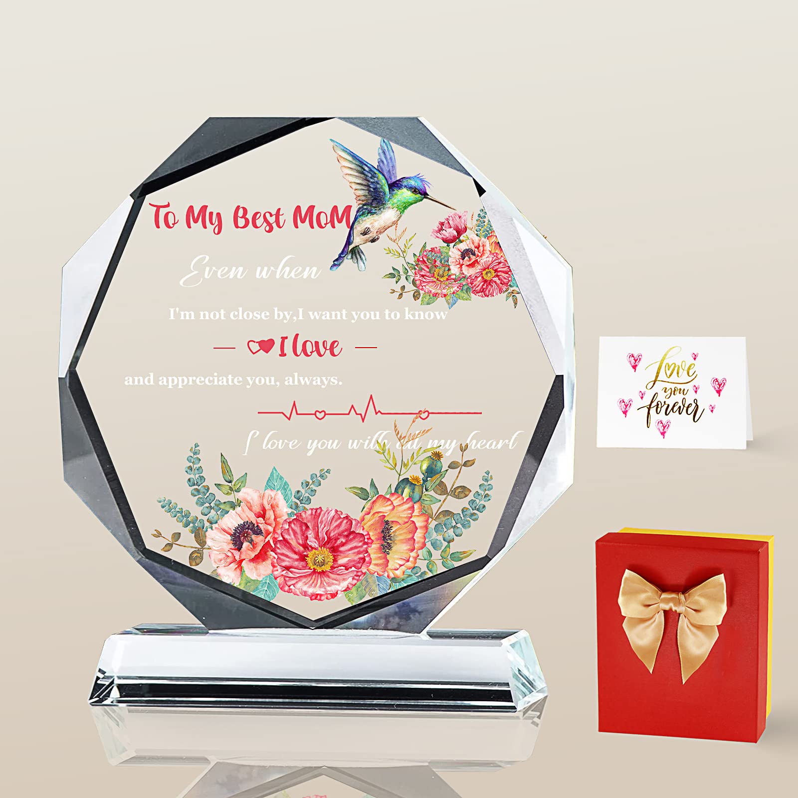 Birthday Gifts for Mom, Mothers Day Gifts for Mom From Daughter,Son- Best Mom Birthday Gifts Great Mother Gifts,Crystal Sign Gifts for Mom Grandma,Christmas Gifts Valentines Day Gifts for Mom