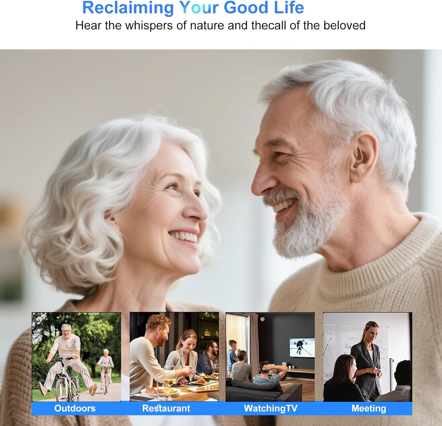 Rechargeable Hearing Aids, 16-Channel Digital OTC Hearing Aid for Seniors with Noise Reduction, 5-Level Volume Control, 3 Modes, Auto-On/Off, Long-Lasting Battery, Portable Behind-the-Ear Aid