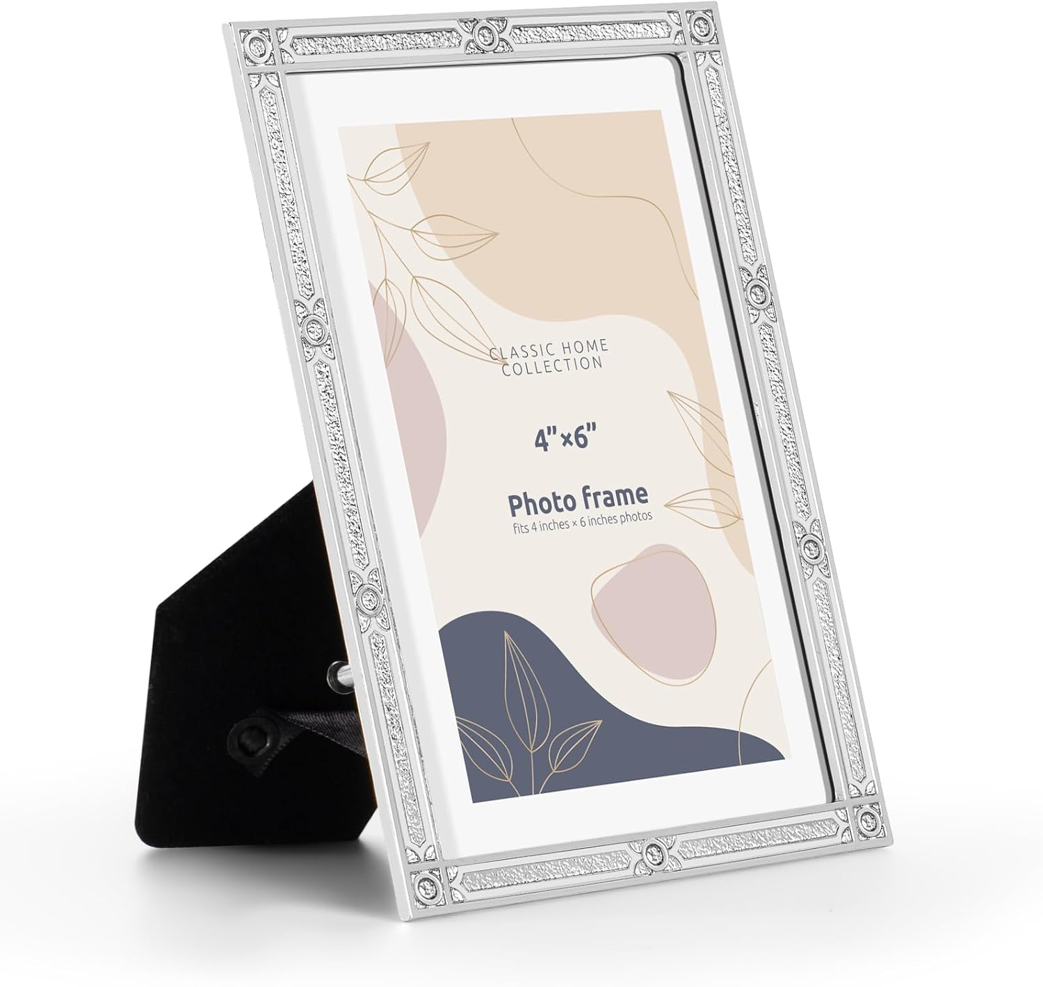 4x6 inch Picture Frame Design Vintage Style Metal Photo Frame with High Definition Glass Antique Display Holder for Tabletop (Silver-Antique)
